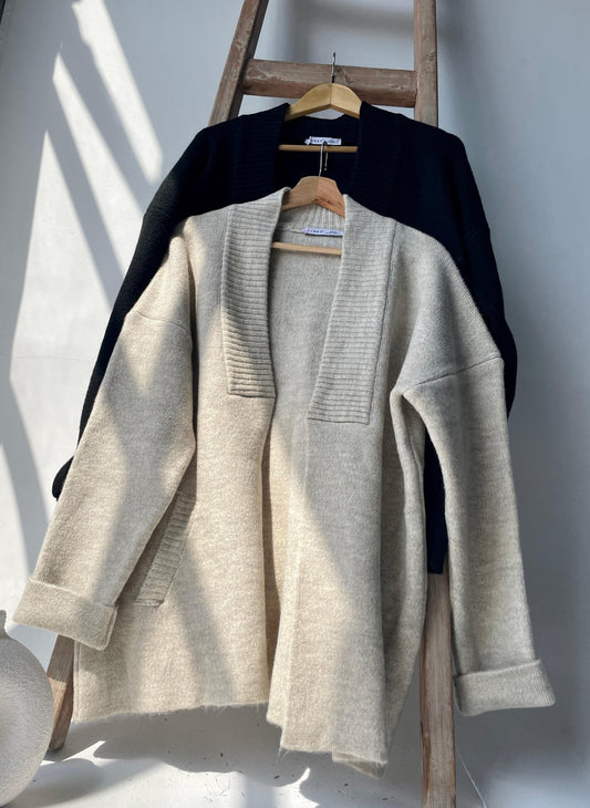 Soft Knit Cardigan - Black - Amenaa