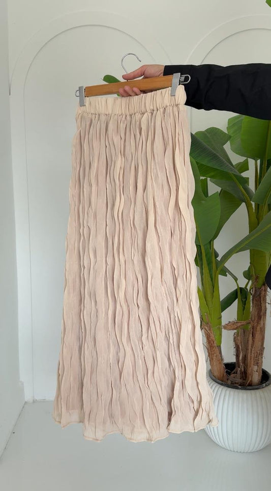 Crushed Summer Skirt - White - Amenaa