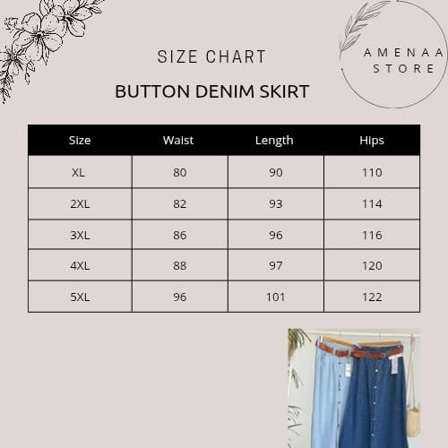 Button Denim Skirt - Dark Blue - Amenaa