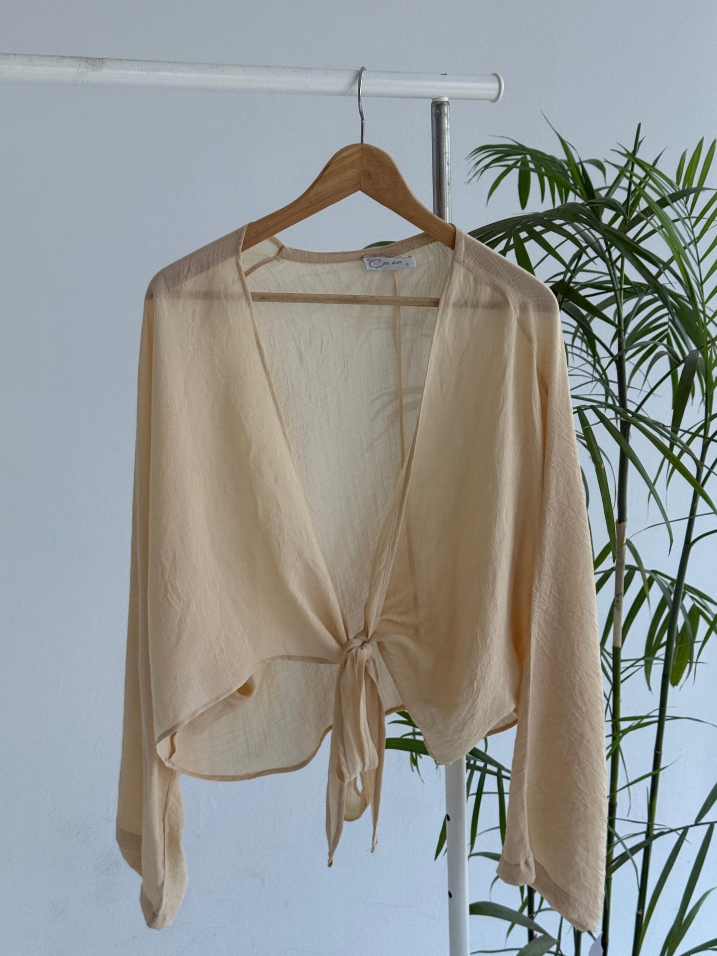 Linen Bolero Blouse - coral - Amenaa