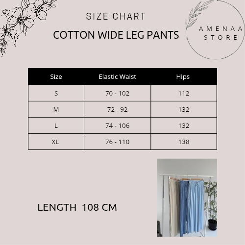 Cotton Wide Leg Pants - Blue - Amenaa