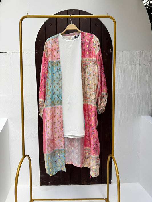 Pink printed Kimono