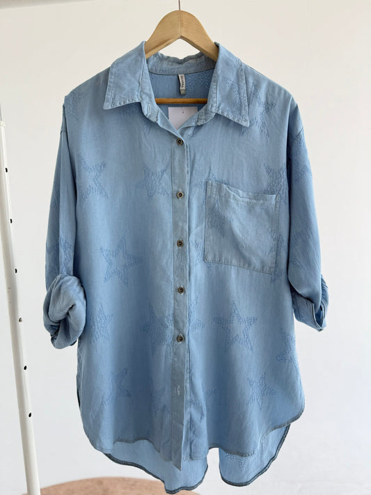Star denim shirt light blue - Amenaa