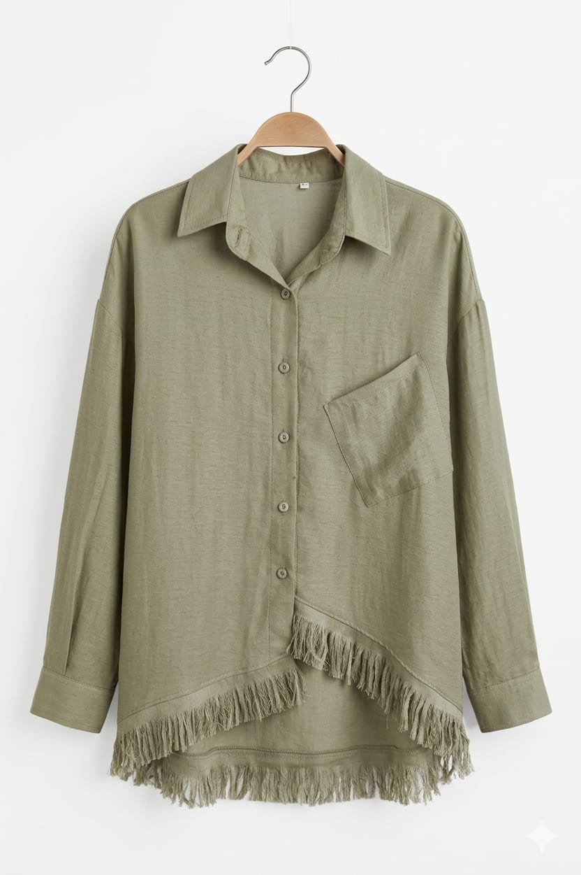 Amenaa tassels shirt featuring a stylish design with tassel accents, long sleeves, and a relaxed fit, perfect for casual wear.