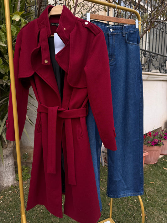 Wool Coat - Red - Amenaa