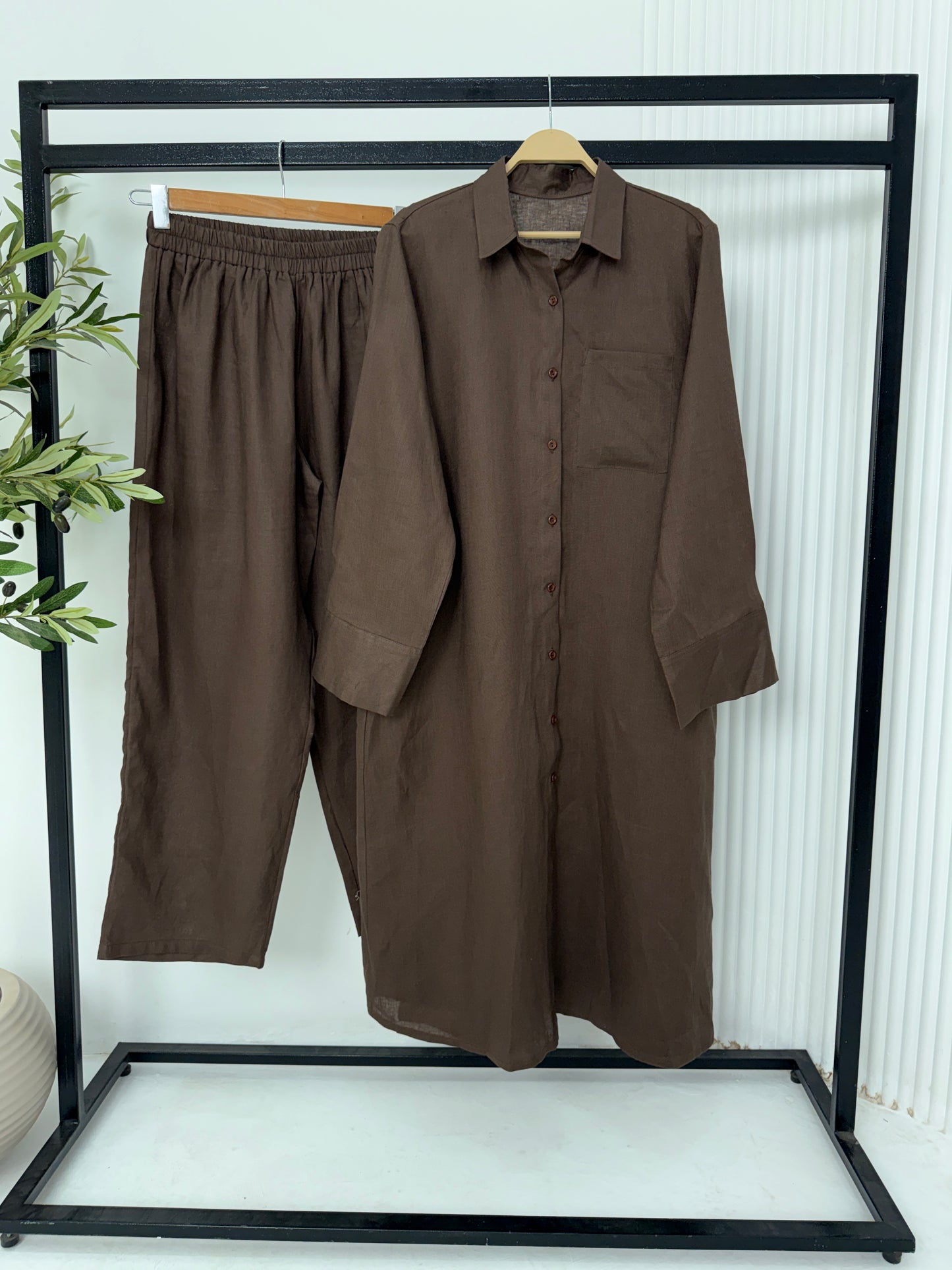 Pure linen shirt dress
