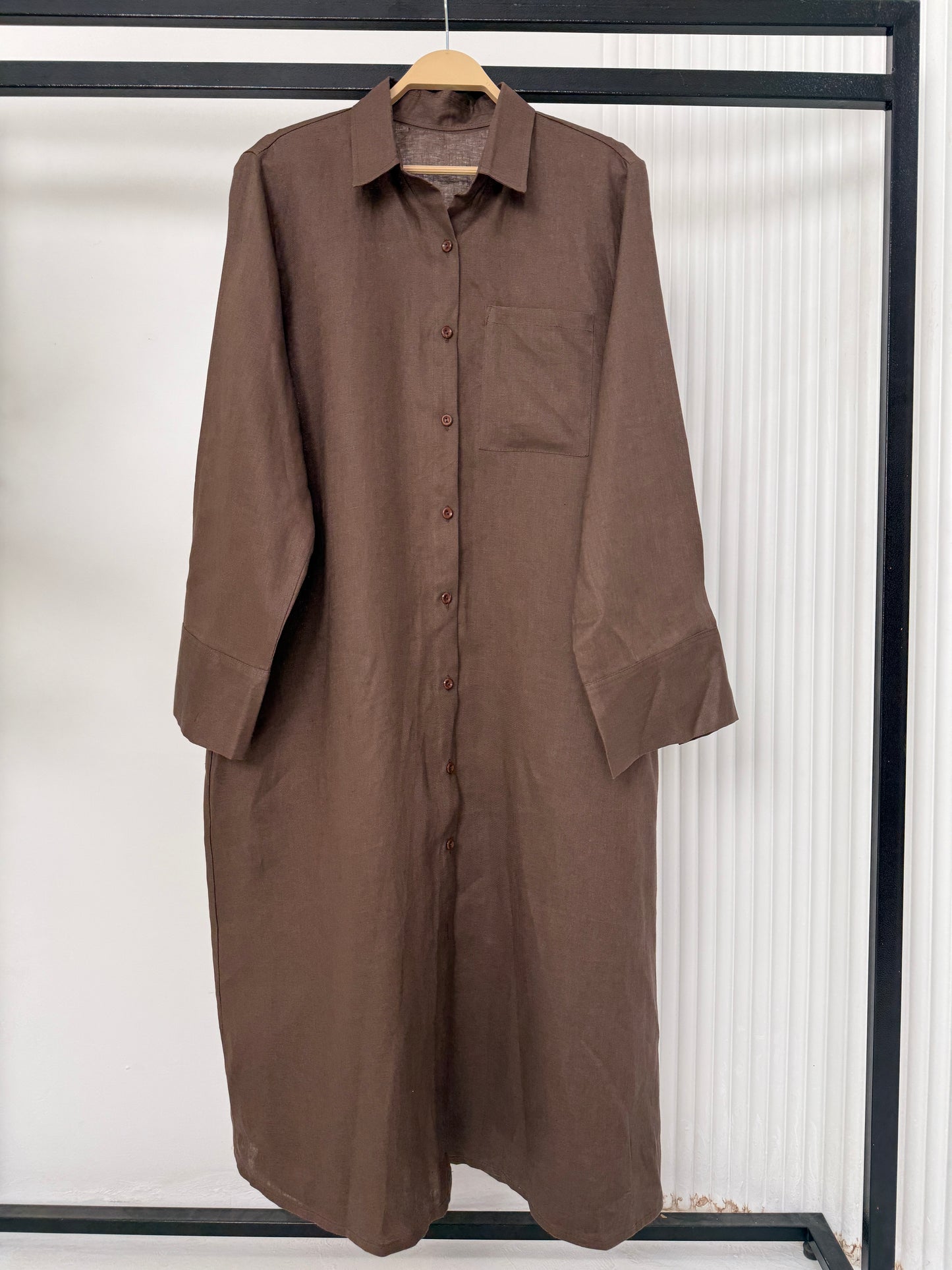 Pure linen shirt dress