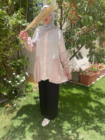 Rokama * Poplin Blouse - Beige - Amenaa