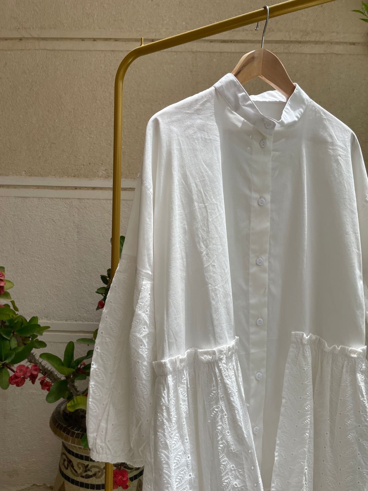 Rokama * Poplin Blouse - White - Amenaa