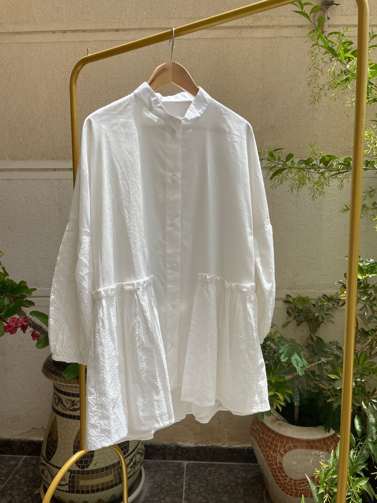 Rokama * Poplin Blouse - White - Amenaa
