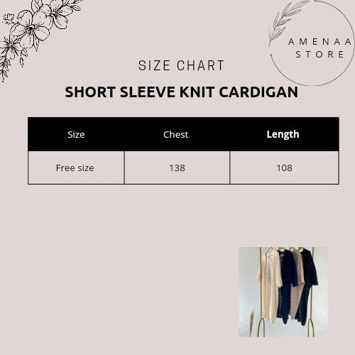 Short Sleeve Knit Cardigan - Black - Amenaa