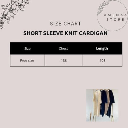 Short Sleeve Knit Cardigan - Black - Amenaa