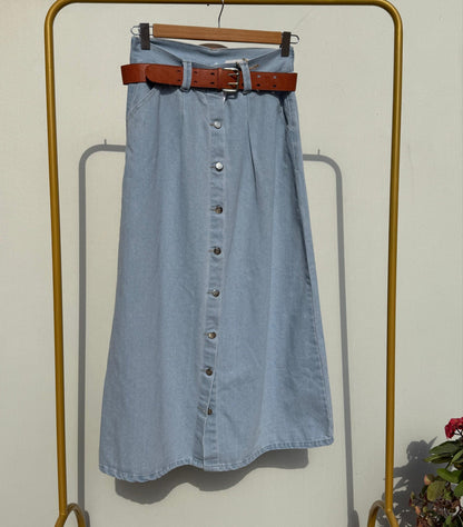 Button Denim Skirt - Amenaa