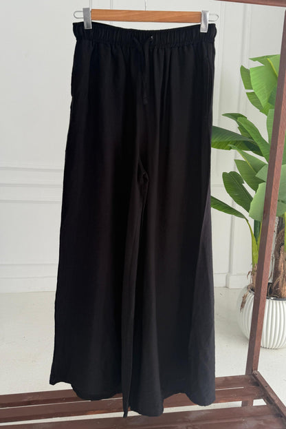 New Wide Leg Pants - Black - Amenaa