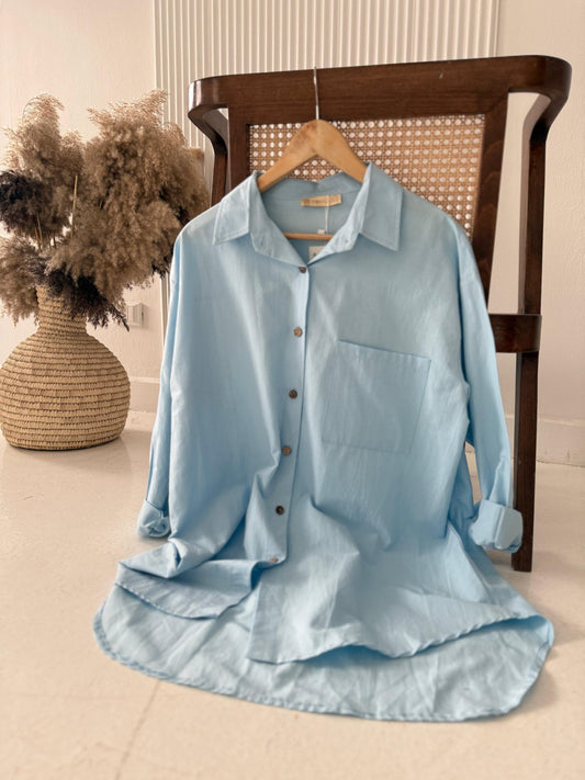 New Poplin Shirt - Baby Blue - Amenaa