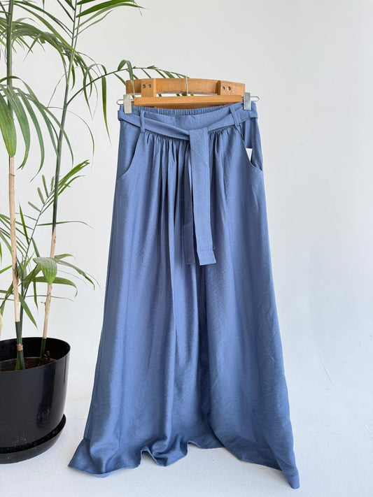 Linen Skirt - Blue - Amenaa