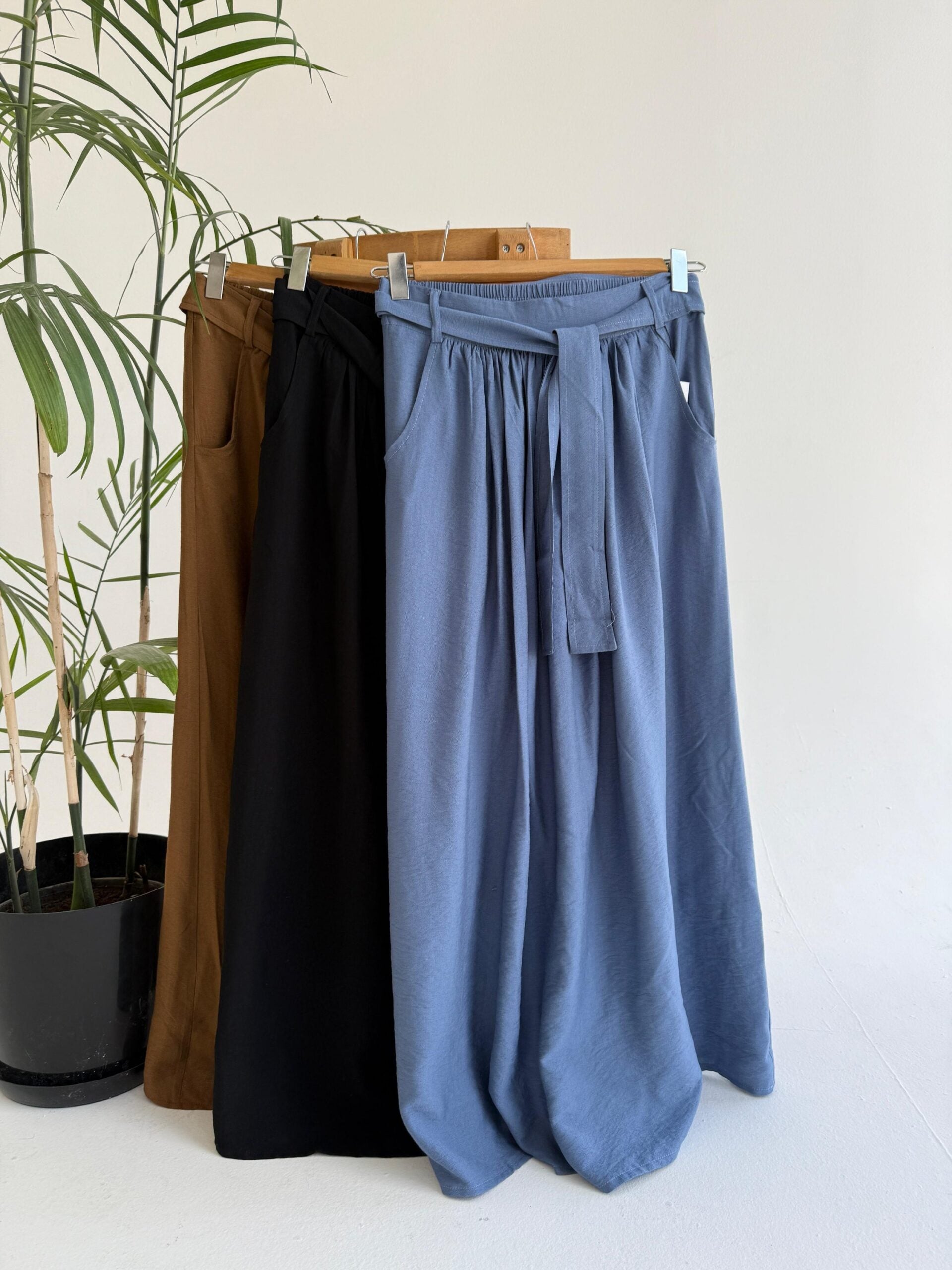 Linen Skirt - Blue - Amenaa