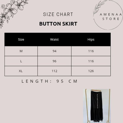 Button Maxi Skirt - Black - Amenaa