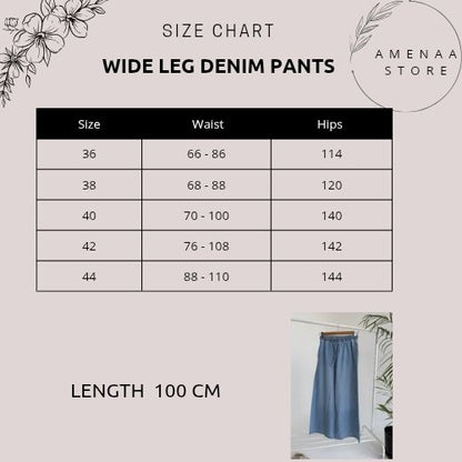 Wide Leg Denim Pants - Baby Blue - Amenaa