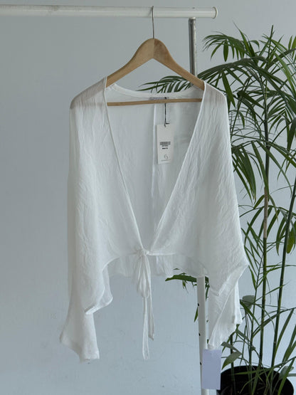 Linen Bolero Blouse - Beige - Amenaa