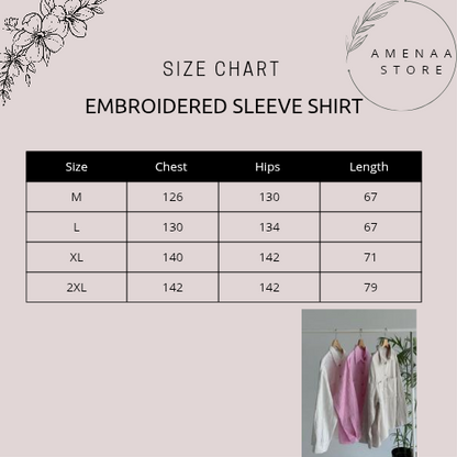 Embroidered Sleeves Shirt - Off White - Amenaa