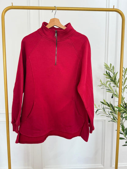 High Nick Sweatshirt - Red - Amenaa