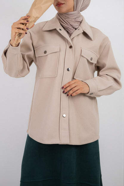 Wool Jacket - Beige - Amenaa