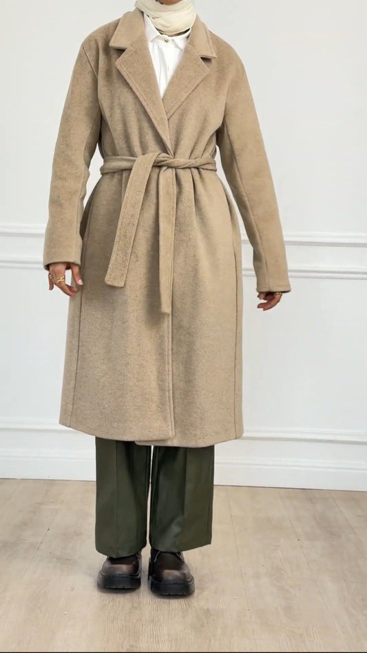 Long Wool Coat - Beige - Amenaa