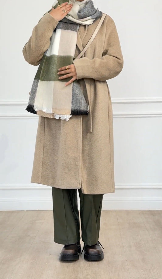 Long Wool Coat - Beige - Amenaa