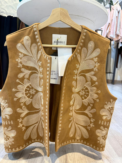 Embroidered Vest - Brown - Amenaa