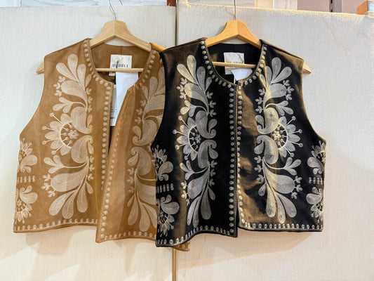Embroidered Vest - Brown