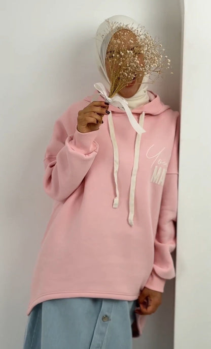 High Low Printed Hoodie - Amenaa