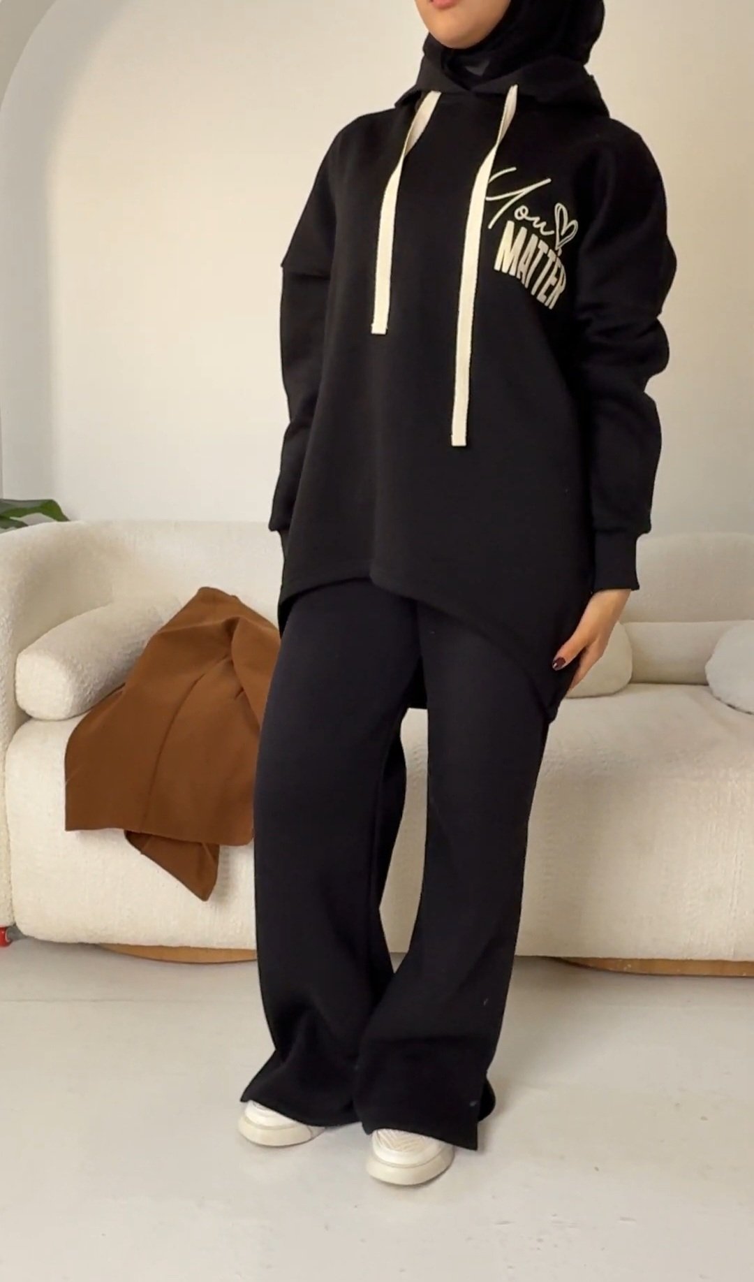 High Low Printed Hoodie - Amenaa