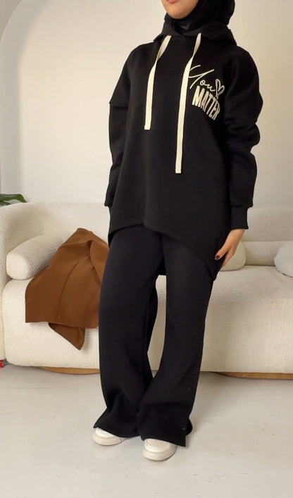 High Low Printed Hoodie - Amenaa