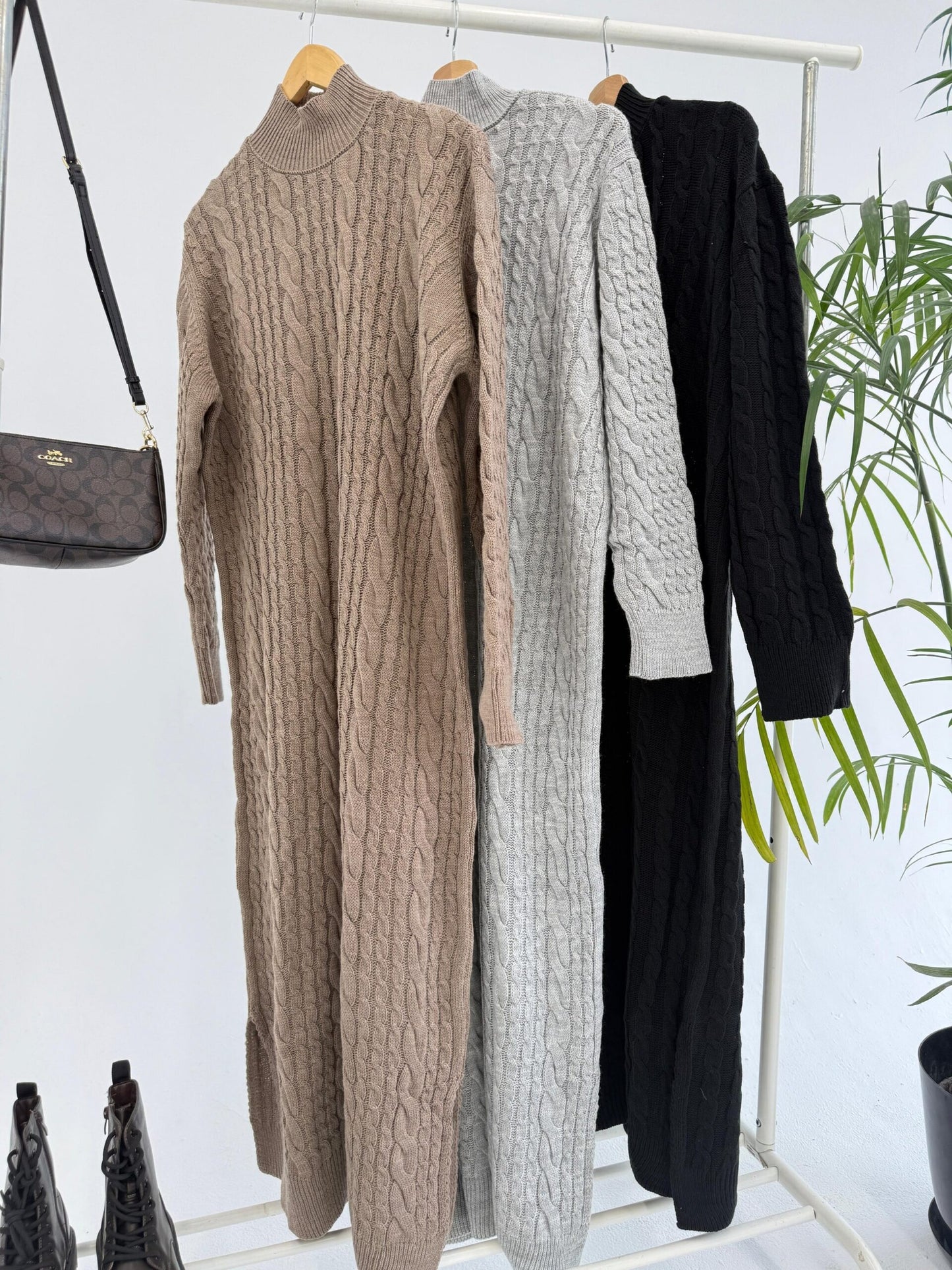Knitted Dress - Coffee Beige