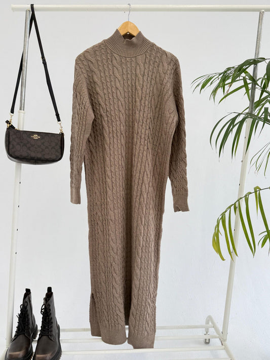 Knitted Dress - Coffee Beige