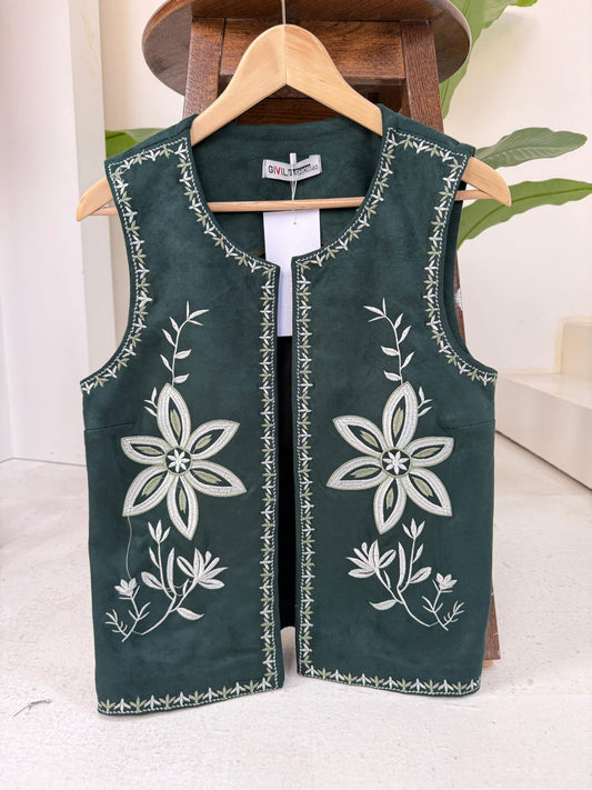 Embroidered Vest -Teal