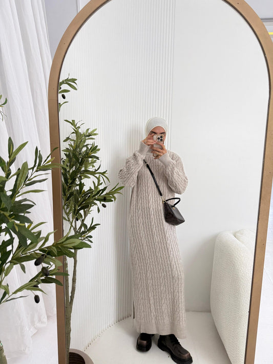 Knitted Dress - Beige