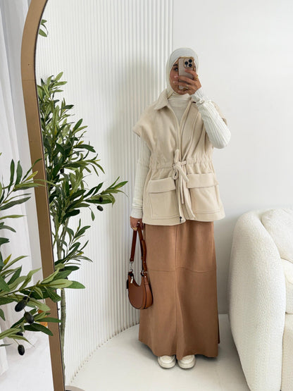 Chamois Vest - Beige - Amenaa