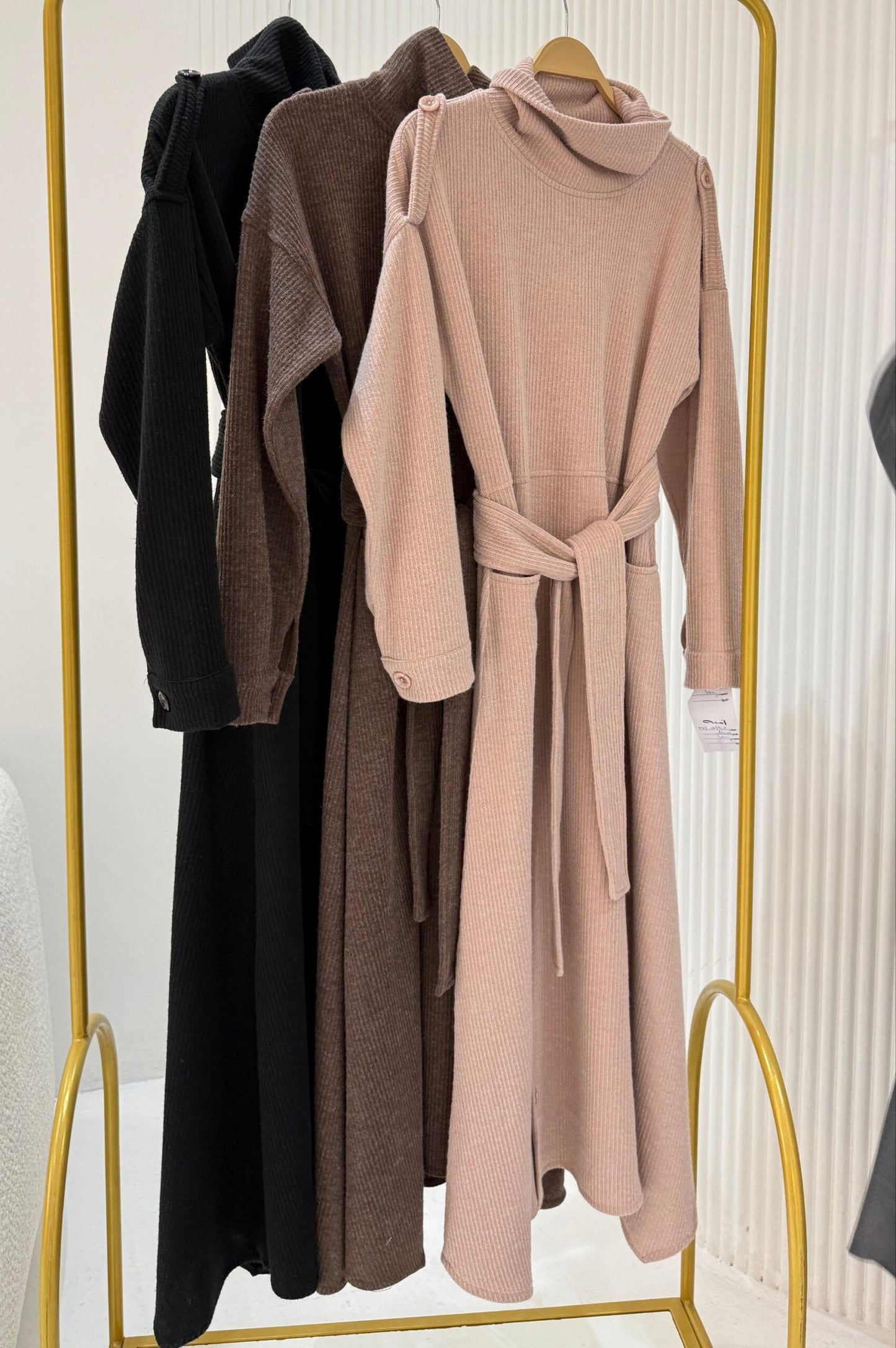 Ribbed Knit Dress - Black - Amenaa