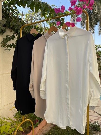 Silk Shirt - Beige - Amenaa