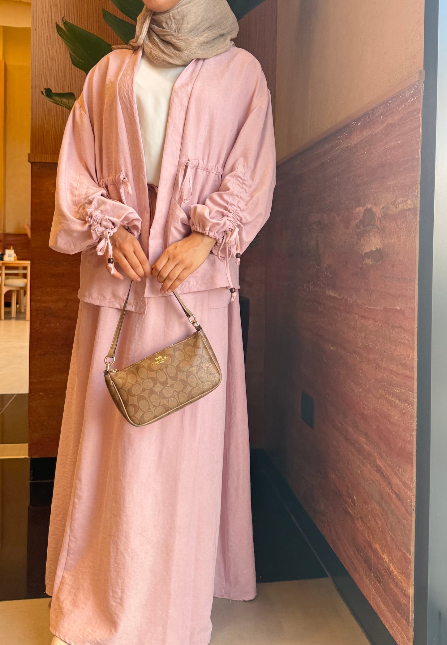 Amenaa modest skirt set featuring a long skirt and matching top, stylish and modest fashion for women.