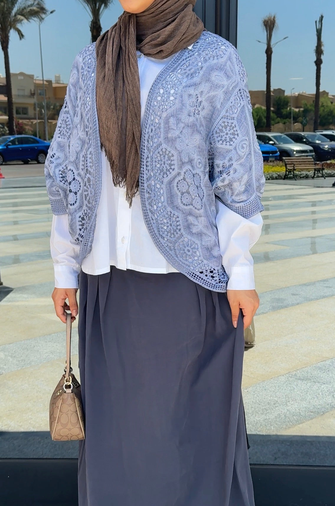 Amenaa Boho crochet lace kimono with intricate patterns, lightweight and stylish for a relaxed, bohemian look.