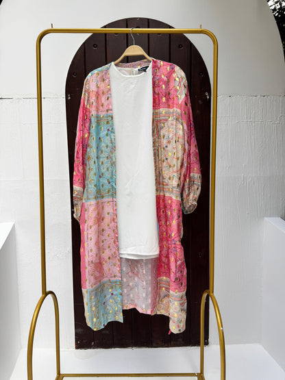 Pink printed Kimono