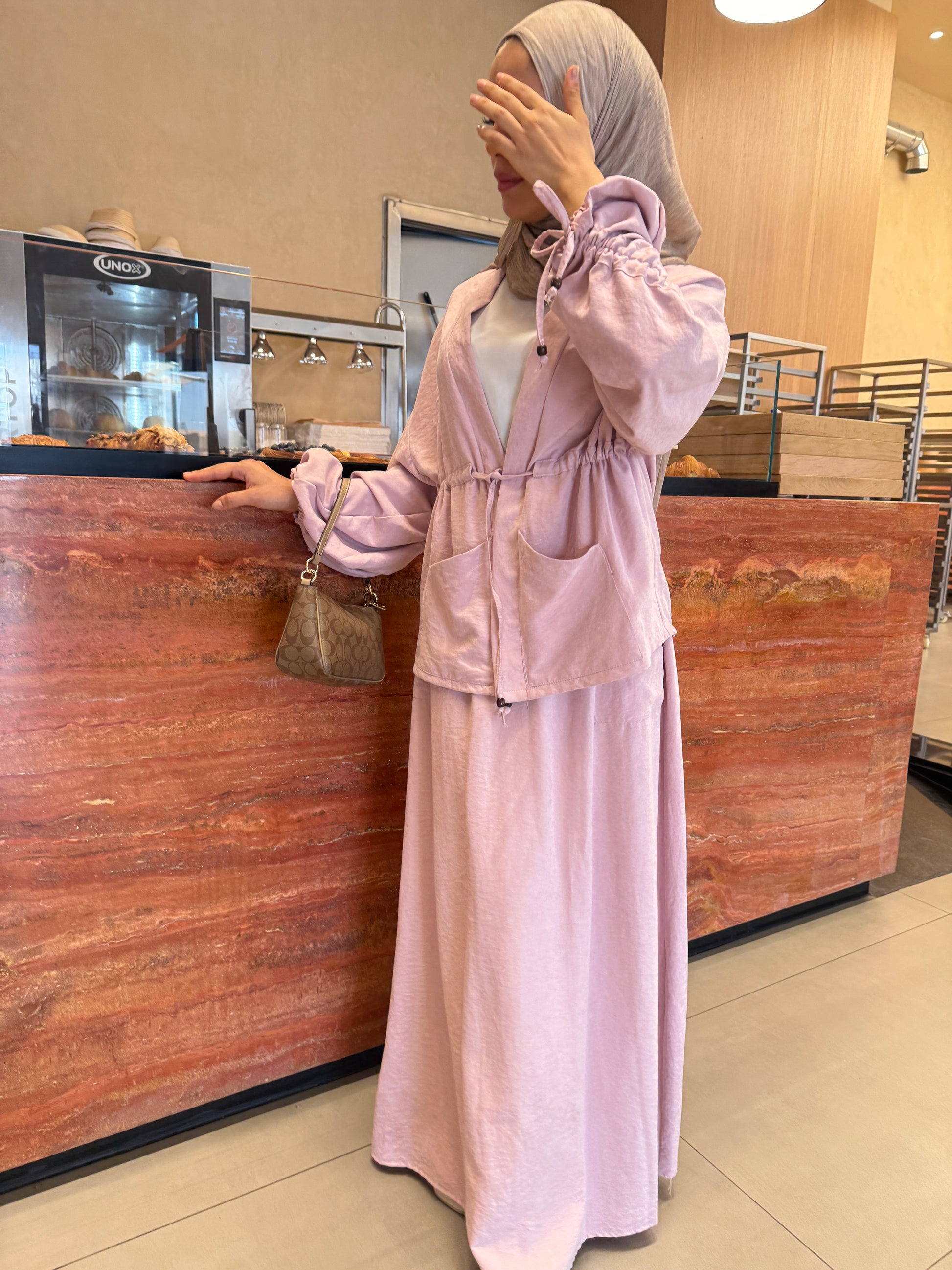 Amenaa modest skirt set featuring a long skirt and matching top, stylish and modest fashion for women, shown in the image.