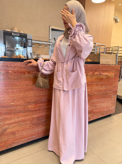 Amenaa modest skirt set featuring a long skirt and matching top, stylish and modest fashion for women, shown in the image.