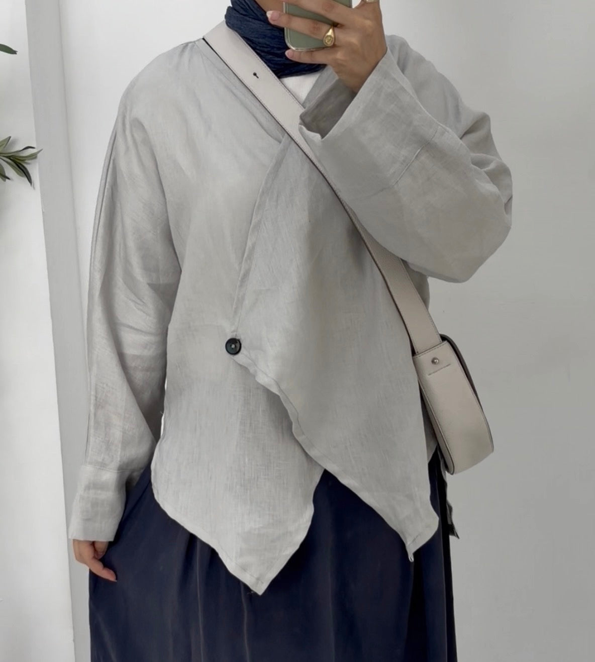 Linen Wrap Front Blouse