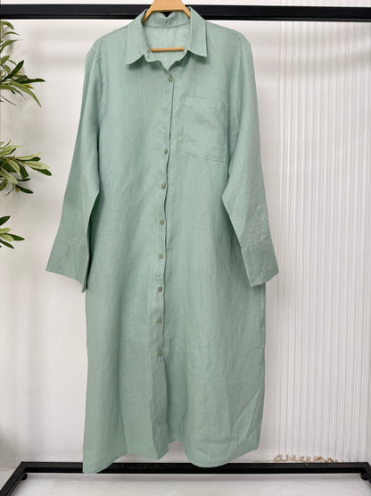 Pure linen shirt dress