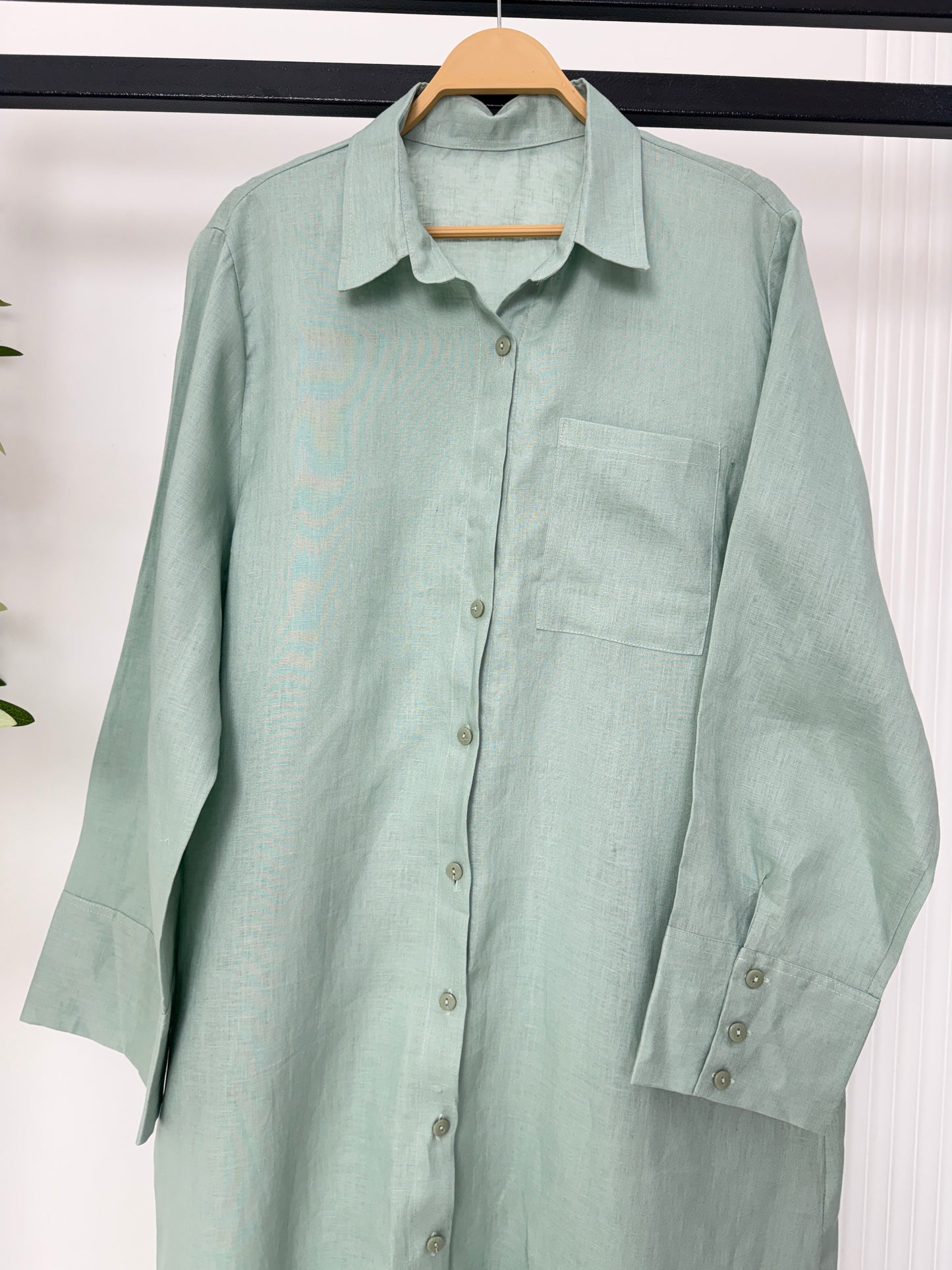 Pure linen shirt dress