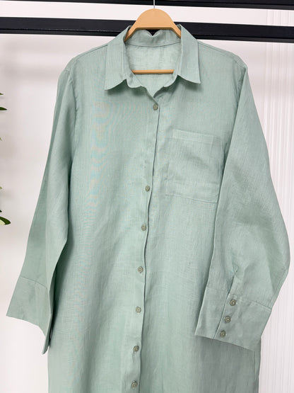 Pure linen shirt dress